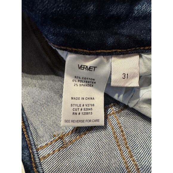Vervet High Rise Button Fly Taper leg Beach Distress Jeans 31 Blue - Picture 4 of 5